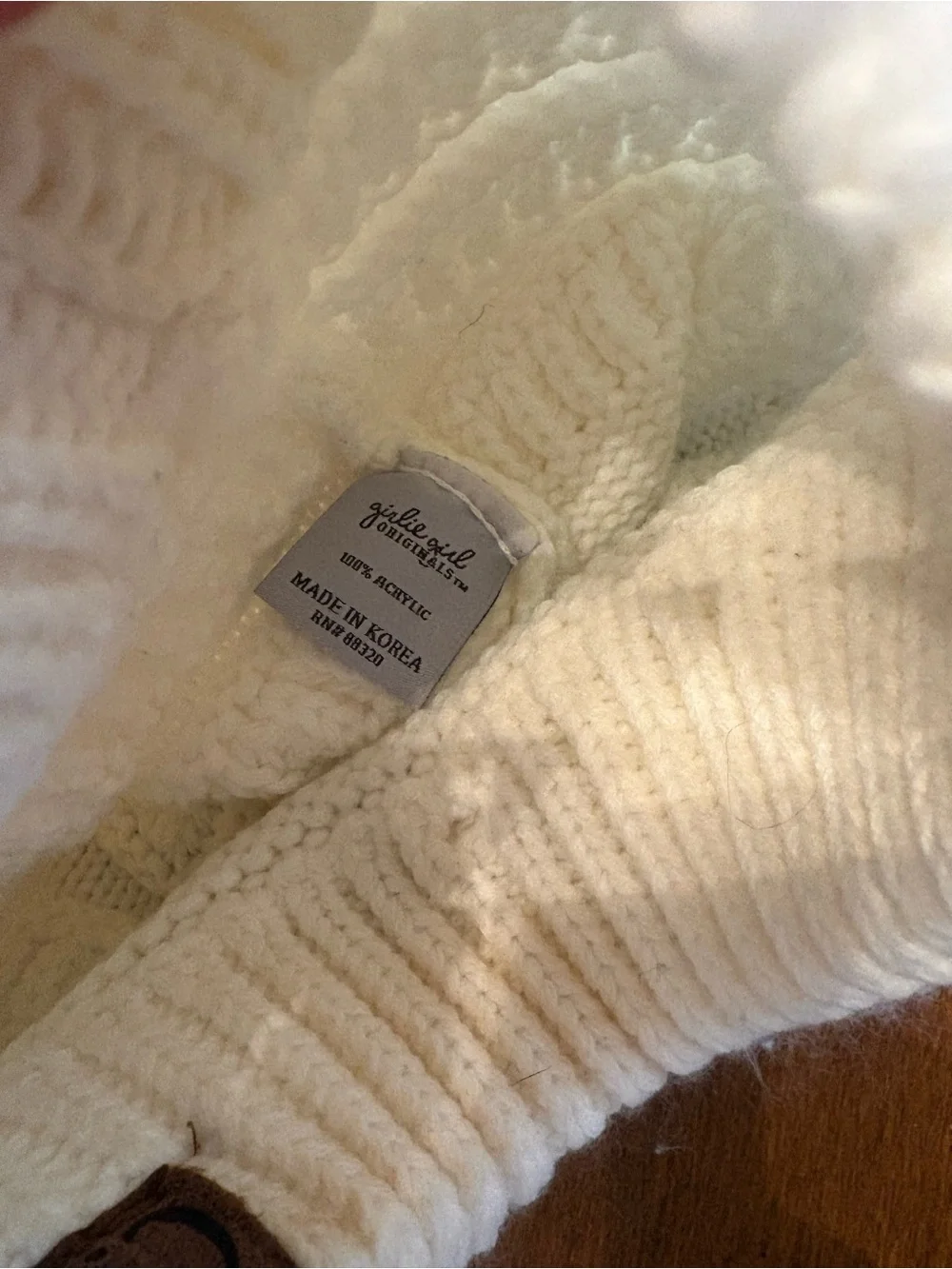 C.C  White Knit Monogrammed Beanie Hat Letter M